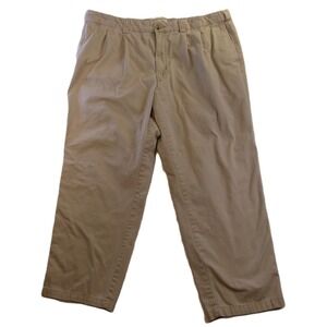HB Mens 44/30 Pleated‎ Chino Pants Khaki Tan Cotton Twill Relaxed Fit